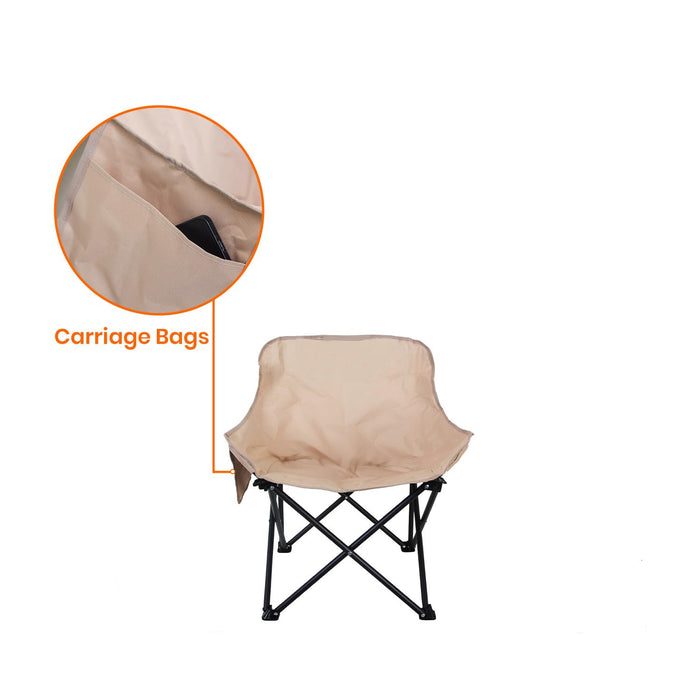 Corvids Foldable Camping Chair with Oxford Fabric | Comfortable & Lightweight Chair for Hiking, Picnic, Garden & Outdoor Use (Khaki, Large)