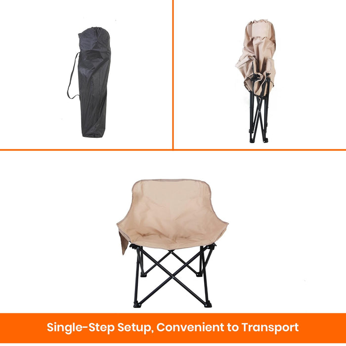 Corvids Foldable Camping Chair with Oxford Fabric | Comfortable & Lightweight Chair for Hiking, Picnic, Garden & Outdoor Use (Khaki, Large)