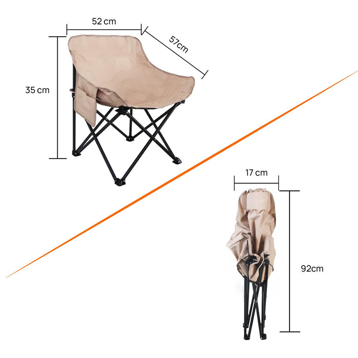 Corvids Foldable Camping Chair with Oxford Fabric | Comfortable & Lightweight Chair for Hiking, Picnic, Garden & Outdoor Use (Khaki, Large)