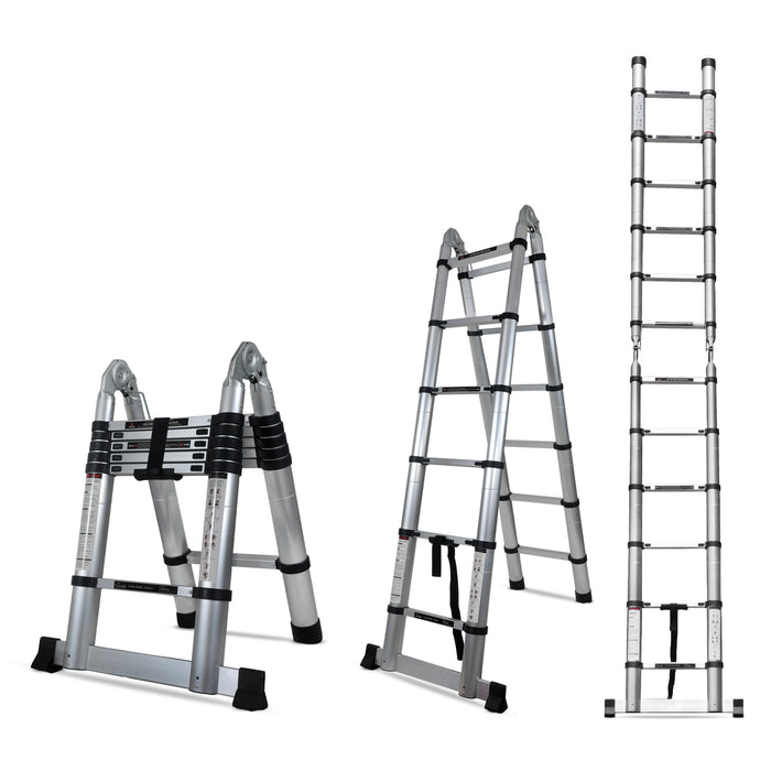Corvids Portable and Compact 12.5 ft A-Type Aluminium Telescopic Ladder with 12 Steps