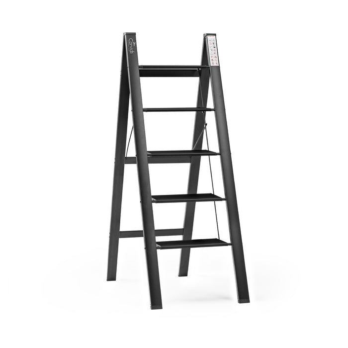 Corvids 5-Steps Premium Folding Step Stool with 2-Year Warranty (Black)