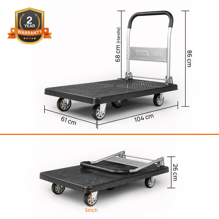 Corvids Folding Platform Trolley 500 kg  Dimensions
