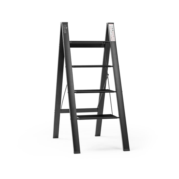 Corvids 4-Steps Premium Folding Step Stool with 2-Year Warranty (Black)