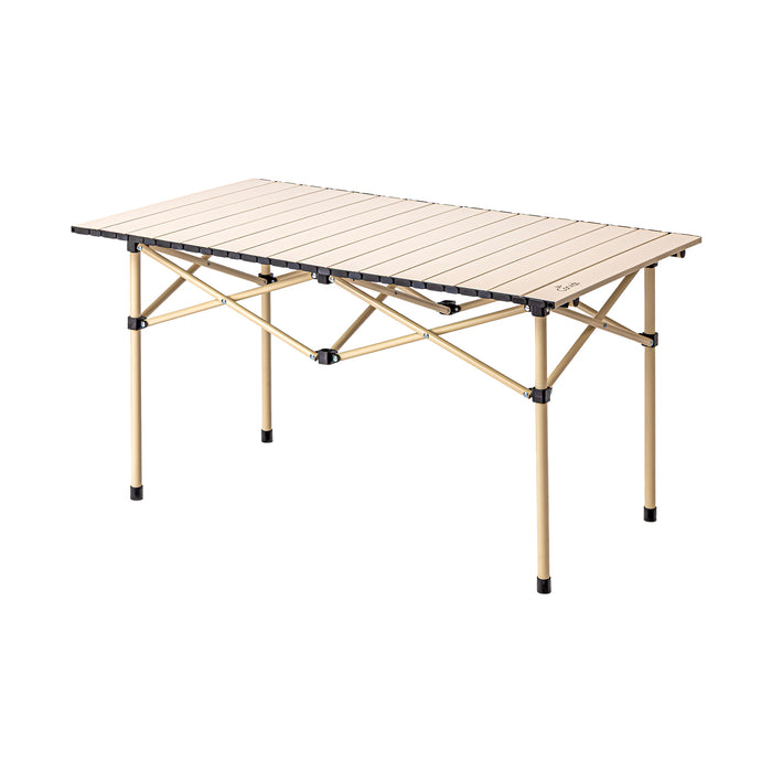 Corvids Multipurpose Folding Camping Table with Roll-up Tabletop | Compact & Portable | Best for Hiking, Picnic, Garden, BBQ & Outdoor Use (Khaki, Large)