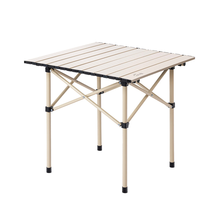 Corvids Multipurpose Folding Camping Table with Roll-up Tabletop | Compact & Portable | Best for Hiking, Picnic, Garden, BBQ & Outdoor Use (Khaki, Medium)