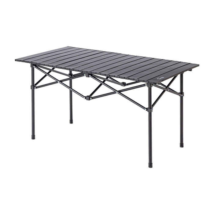 Corvids Multipurpose Folding Camping Table with Roll-up Tabletop | Compact & Portable | Best for Hiking, Picnic, Garden, BBQ & Outdoor Use (Black, Large)