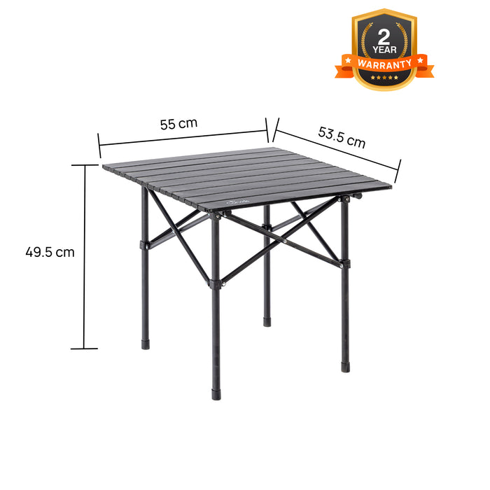 Corvids Multipurpose Folding Camping Table with Roll-up Tabletop | Compact & Portable | Best for Hiking, Picnic, Garden, BBQ & Outdoor Use (Black, Medium)