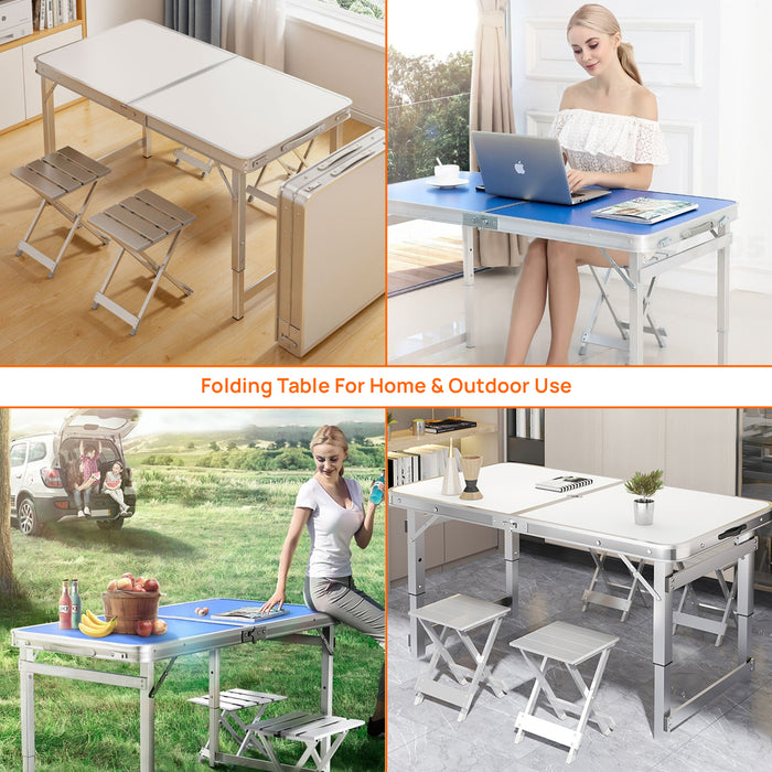 Corvids 4 feet Multipurpose Aluminium Folding Table with 4 Aluminium Chairs (White)