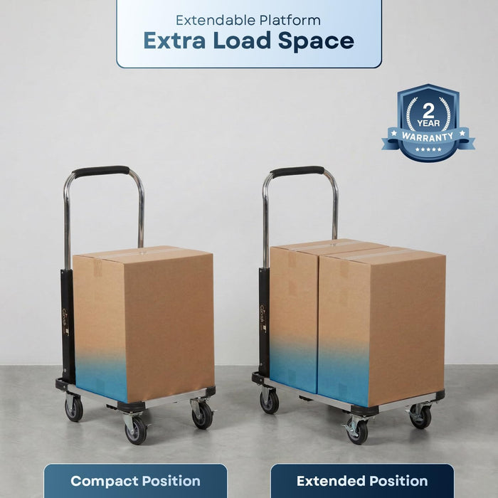 Corvids 150 Kg Portable Aluminium Extendable Hand Platform Trolley with 2-Year Warranty