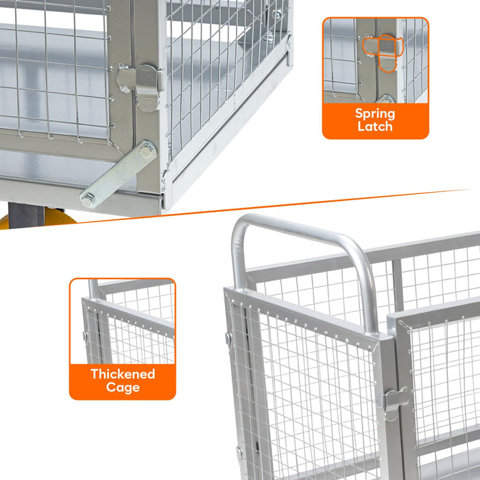 Corvids Metal Hand Platform Trolley/Truck with Cage| 2-Year Warranty | Portable & Compact Industrial Dolly Cart with 360 Rotating Wheels for Home, Office & Warehouse Use