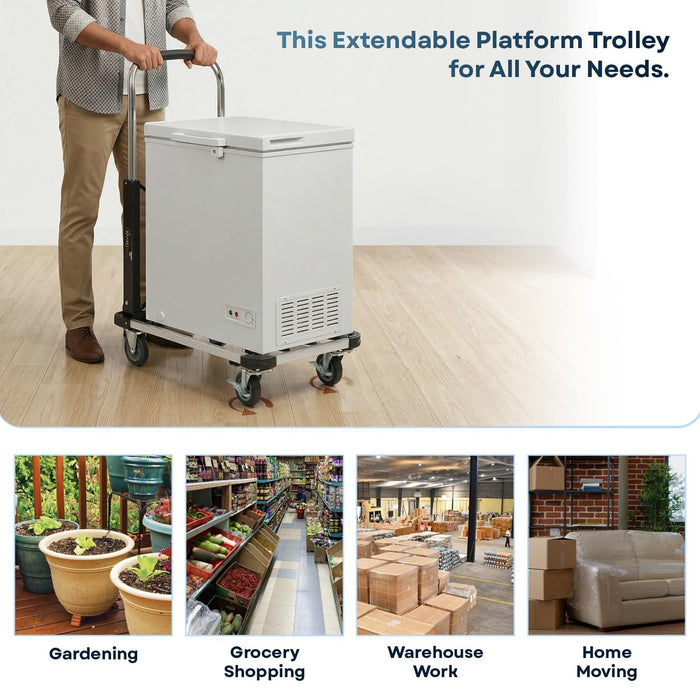 Corvids 150 Kg Portable Aluminium Extendable Hand Platform Trolley with 2-Year Warranty