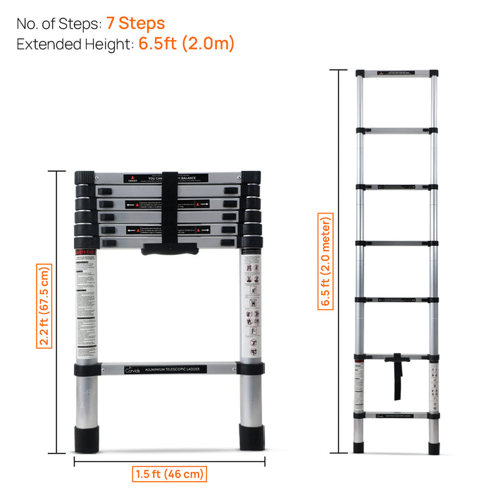 7 Steps Telescopic Ladder Measurements 