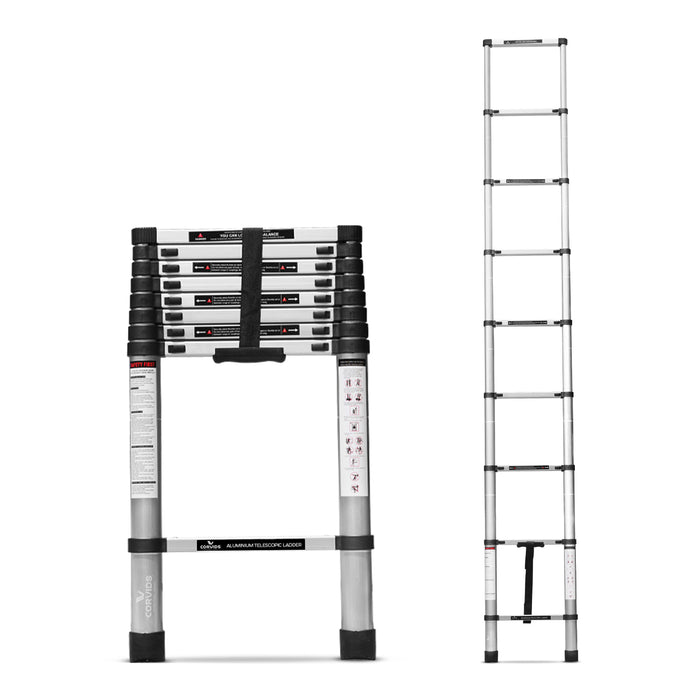 Corvids 2.6m (8.5 feet) Portable & Compact Aluminum Telescopic Ladder