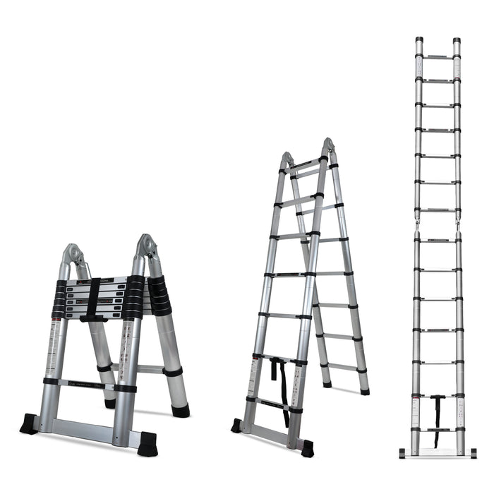 Corvids Portable and Compact 14.5 feet A-Type Aluminium Telescopic Ladder