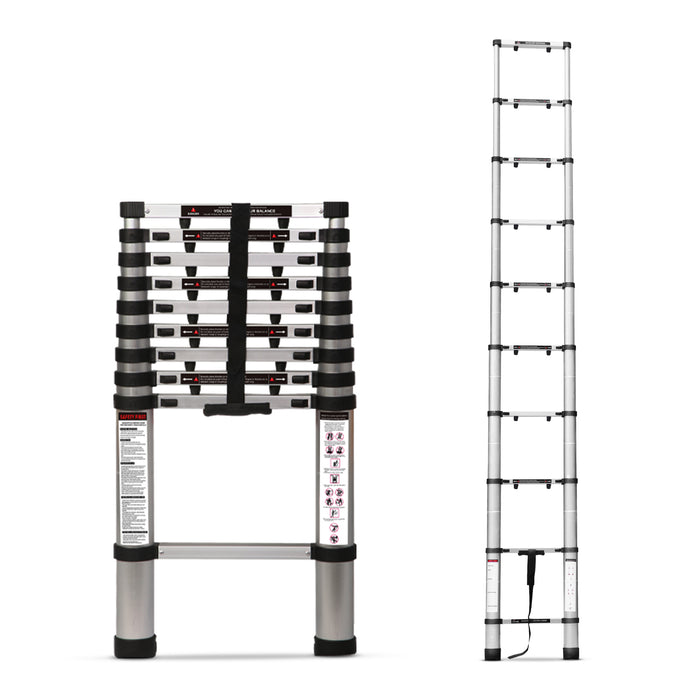 Corvids 3.8m (12.5 ft) Portable & Compact Finger Protect Aluminium Telescopic Ladder