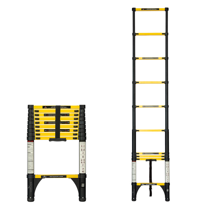 Corvids 2.9m (9.5 Ft) Iron Telescopic Ladder for Home, Warehouse & Outdoor Use