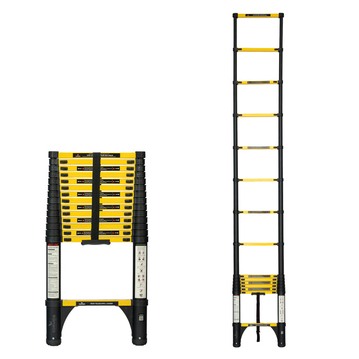 Corvids 4.4m (14.5 Ft) Iron Telescopic Ladder for Home, Warehouse & Outdoor Use