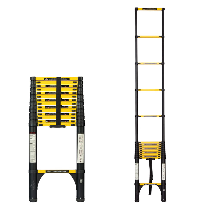 Corvids 5.9m (19.5 Ft) Iron Telescopic Ladder for Home, Warehouse & Outdoor Use