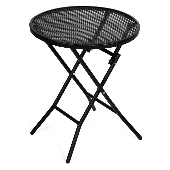 Corvids Foldable Round Metal Camping & Utility Table | 2 Year Warranty | 70 KG Capacity & Rust-Resistant Powder Coating | Portable Coffee & Bistro Table for Balcony, Garden, Patio & Indoor Use (Black)
