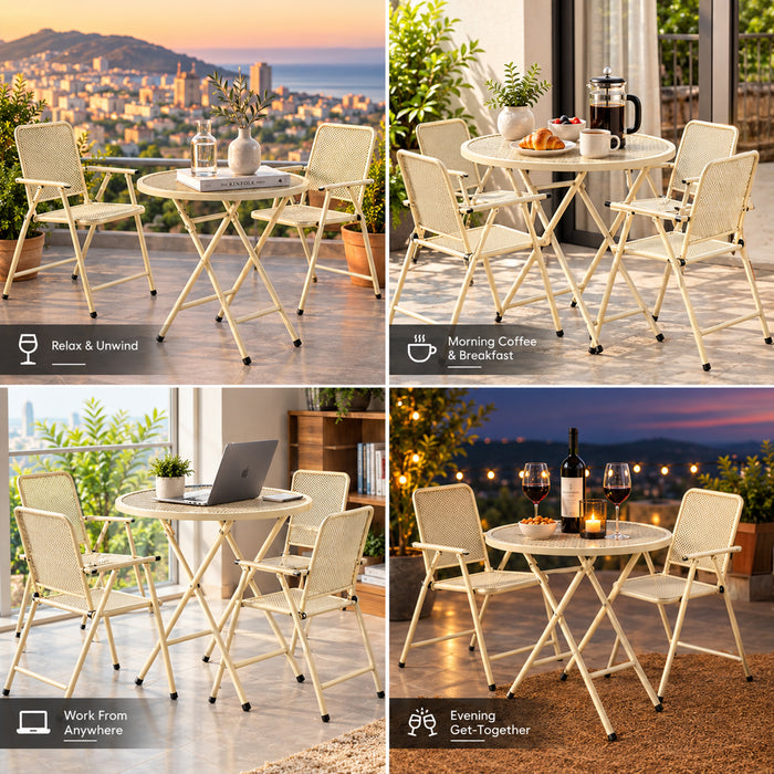 Corvids Foldable Round Metal Camping & Utility Table | 2 Year Warranty | 70 KG Capacity & Rust-Resistant Powder Coating | Portable Coffee & Bistro Table for Balcony, Garden, Patio & Indoor Use (Khaki)