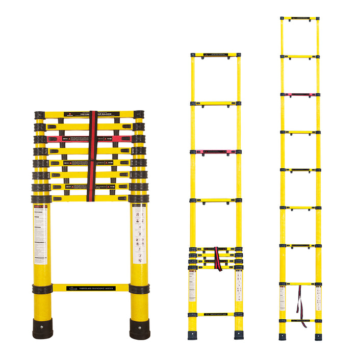 Corvids 3.5m (11.5 Feet) Heavy-Duty FRP Telescopic Ladder | Electrically Insulated & Non-Conductive | Foldable Multipurpose Ladder for Home, Industrial & Outdoor Use