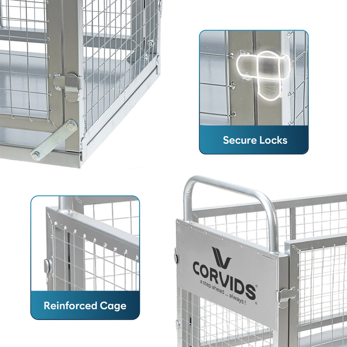 Corvids Heavy-Duty Iron Cage Platform Trolley  | 200 kg Load Capacity, 6-inch TPR Wheels & Dual Handles for Warehouse, Store, Factory, Home & Industrial Use | 2 Years Warranty