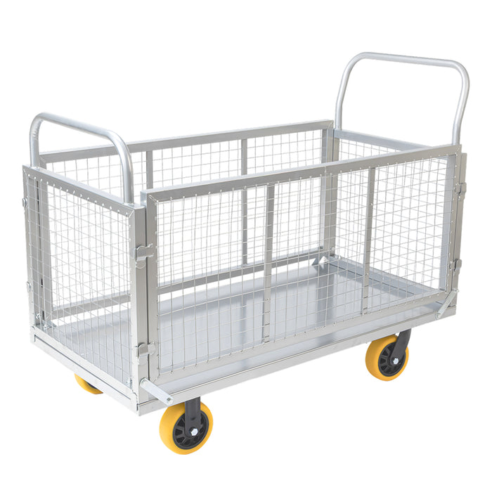 Corvids Heavy-Duty Iron Cage Platform Trolley  | 200 kg Load Capacity, 6-inch TPR Wheels & Dual Handles for Warehouse, Store, Factory, Home & Industrial Use | 2 Years Warranty
