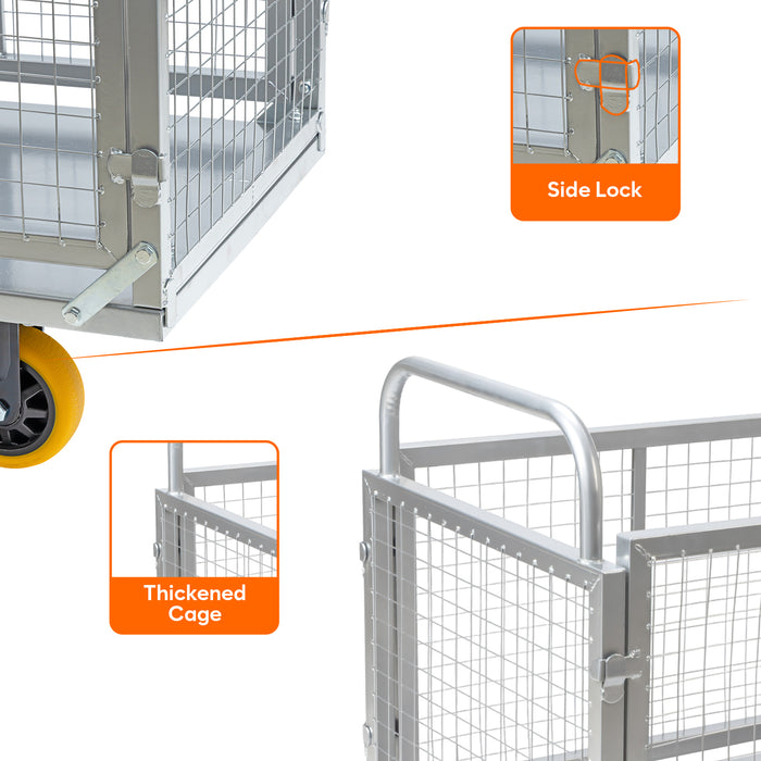 Corvids Heavy-Duty Iron Cage Platform Trolley  | 200 kg Load Capacity, 6-inch TPR Wheels & Dual Handles for Warehouse, Store, Factory, Home & Industrial Use | 2 Years Warranty
