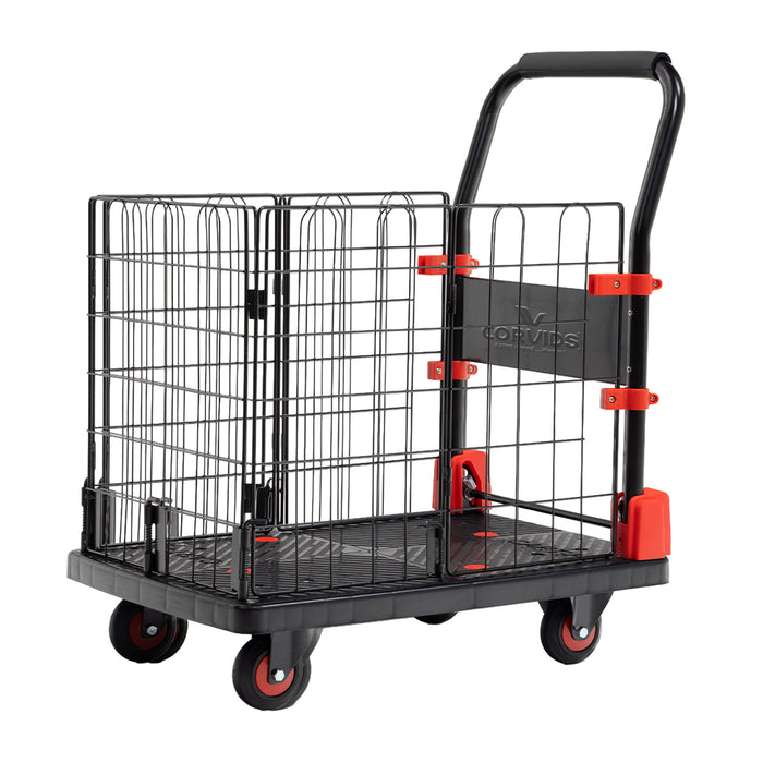 Corvids 150 Kg Portable & Collapsible Plastic Platform Trolley with Basket Cage