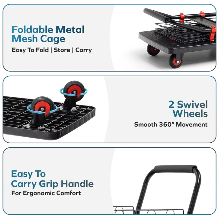 Corvids 150 Kg Portable & Collapsible Plastic Platform Trolley with Basket Cage