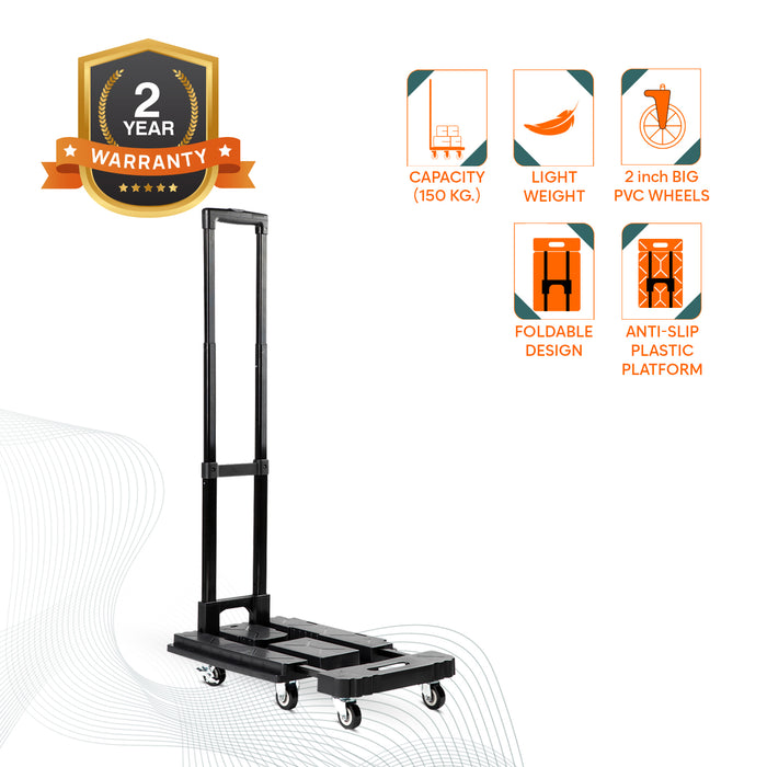 Corvids 150 Kg Portable & Compact Plastic Extendable Hand Platform Trolley with 2-Year Warranty