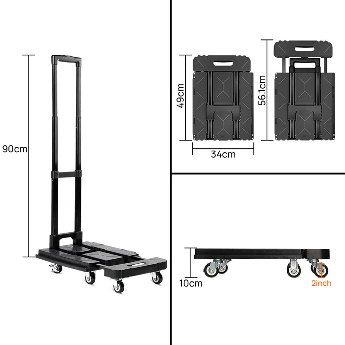 Corvids 150 Kg Portable & Compact Plastic Extendable Hand Platform Trolley with 2-Year Warranty