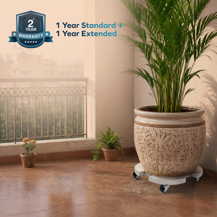 Corvids Heavy Duty Stainless Steel Modern Plant Stand for Indoor & Outdoor Use | 2-Year Warranty | Adjustable Platform with 360 Rotating Wheels & Lock - 150 Kg Capacity