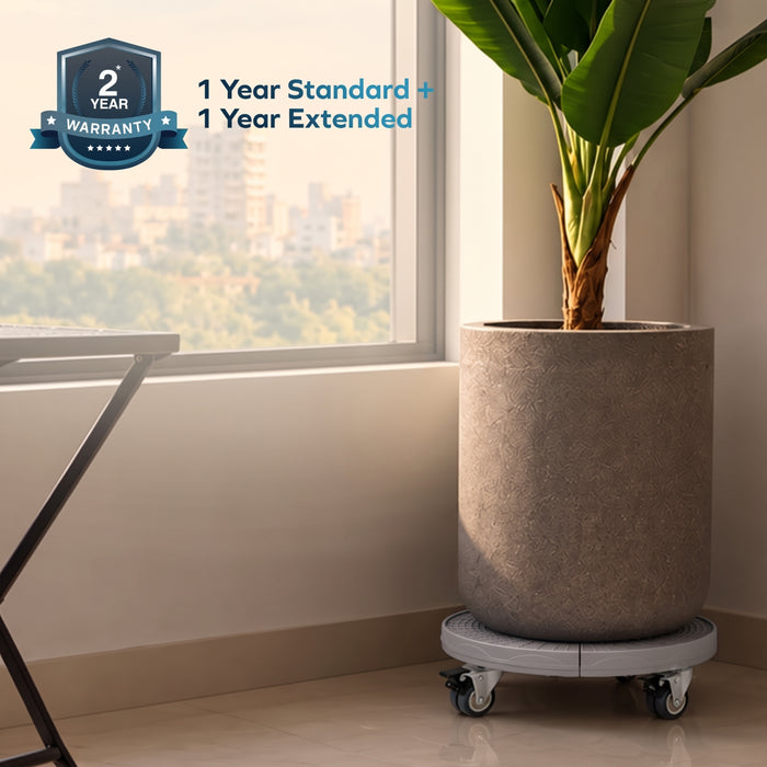 Corvids Heavy Duty Stainless Steel Modern Plant Stand for Indoor & Outdoor Use | 2-Year Warranty | Adjustable Platform with 360 Rotating Wheels & Lock - 150 Kg Capacity (Grey)