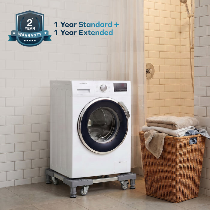 Corvids Adjustable Washing Machine Stand with Anti-Vibration Legs | 2-Year Warranty | Refrigerator & Dishwasher Trolley, 360° Rotating Lockable Wheels, Anti-Skid Grid Platform, 150 KG Capacity (Grey)