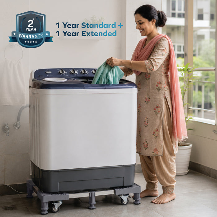 Corvids Adjustable Side by Side Refrigerator Stand with Anti-Vibration Legs | 2-Year Warranty | Washing Machine & Dishwasher Trolley, 360° Rotating Lockable Wheels with 150 KG Capacity (Grey)