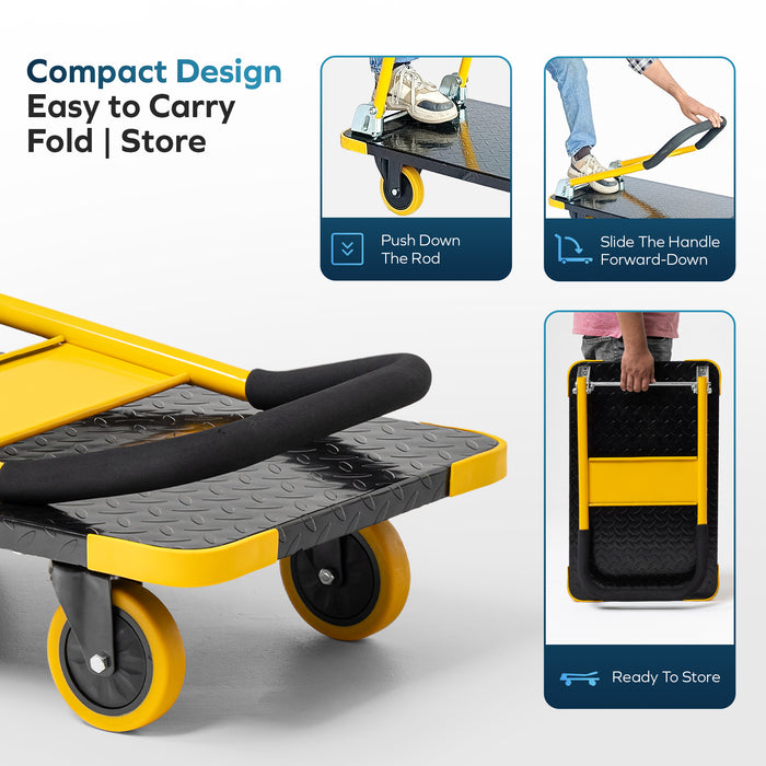 Corvids 200 Kg Heavy-Duty Folding Metal Hand Platform Trolley/Truck