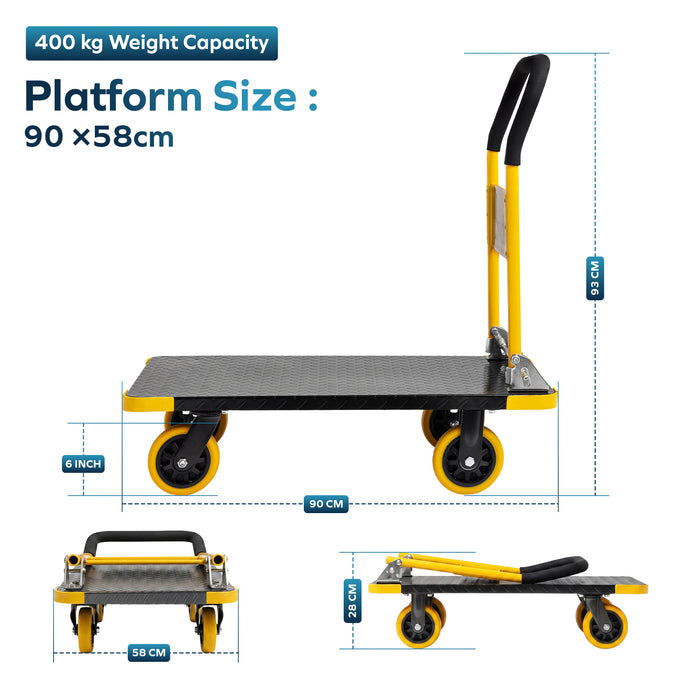 Corvids 400 Kg Heavy-Duty Folding Metal Hand Platform Trolley/Truck