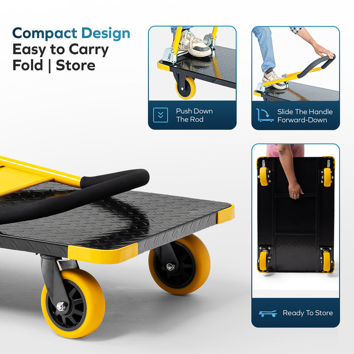 Corvids 400 Kg Heavy-Duty Folding Metal Hand Platform Trolley/Truck