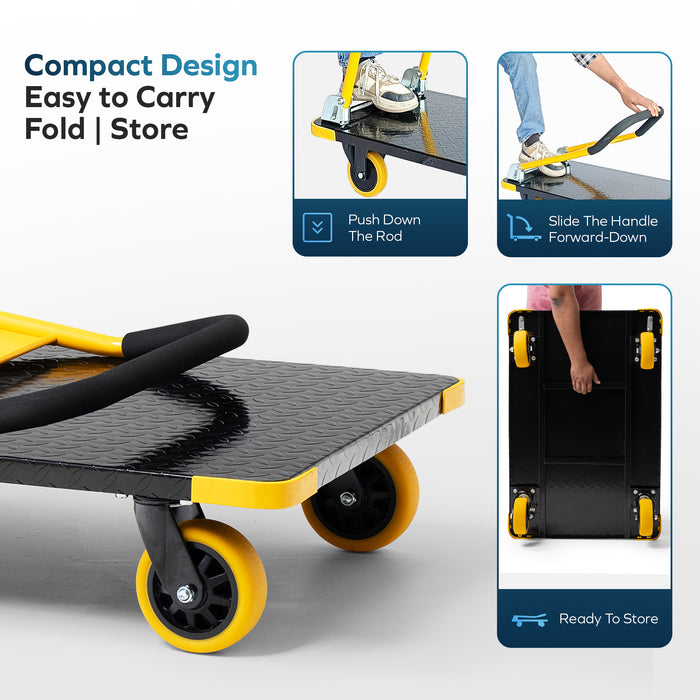 Corvids 600 Kg Heavy-Duty Folding Metal Hand Platform Trolley/Truck