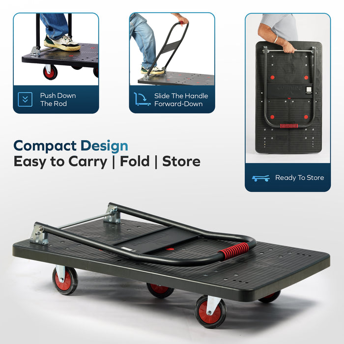 Corvids 600 Kg Portable Plastic Folding Hand Platform Trolley with 2-Year Warranty