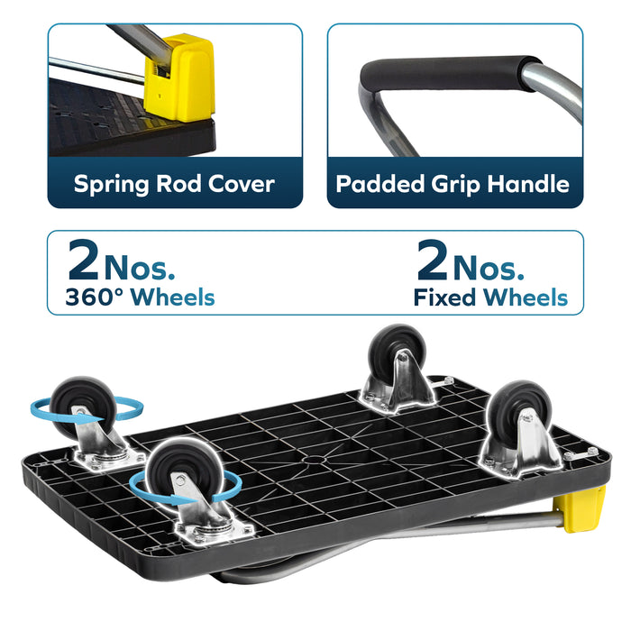 Corvids 200 Kg Portable Plastic Folding Hand Platform Trolley with 2-Year Warranty