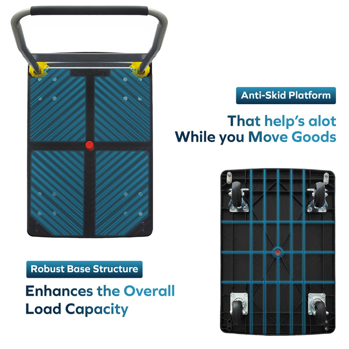 Corvids 200 Kg Portable Plastic Folding Hand Platform Trolley with 2-Year Warranty
