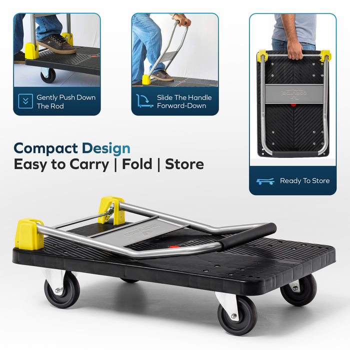 Corvids 200 Kg Portable Plastic Folding Hand Platform Trolley with 2-Year Warranty