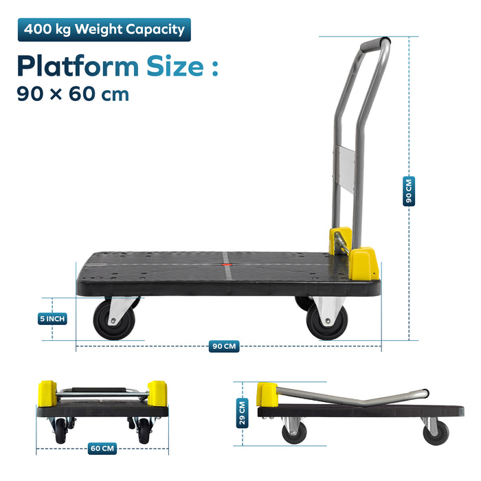 Corvids 400 Kg Portable Plastic Folding Hand Platform Trolley with 2-Year Warranty