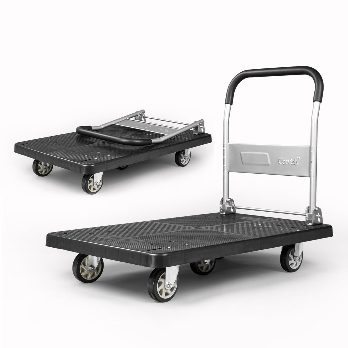 Corvids 500 Kg Portable Plastic Folding Hand Platform Trolley with 2-Y