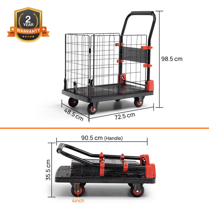 Corvids Folding Basket Trolley 150 kg  Dimensions