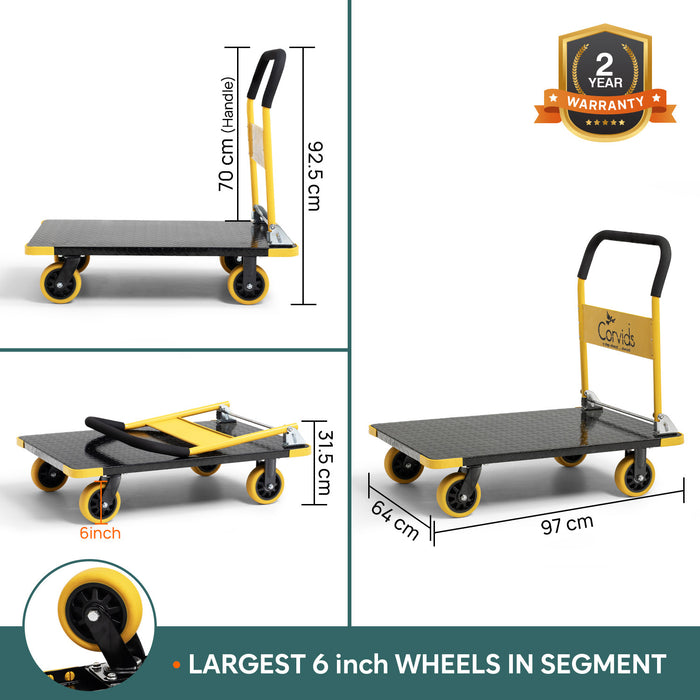 Corvids Heavy Duty Metal Platform Trolley 400 kg Dimensions