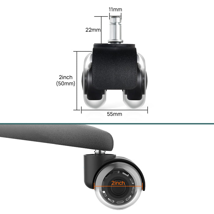 Corvids Caster Wheels Dimensions