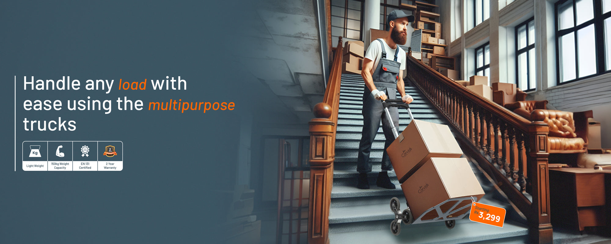 Stair Climbing Hnad Truck Banner | Corvids India